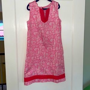 Vineyard Vines- girls pink shift dress - size 10- pink shell pattern